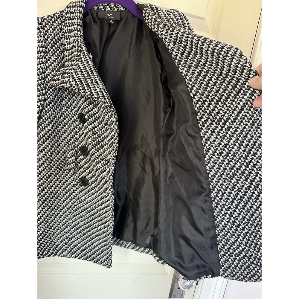Vintage Amy Byer Pea Coat‎ Girls Black And White Double Breasted Size S NO BELT - Picture 6 of 10